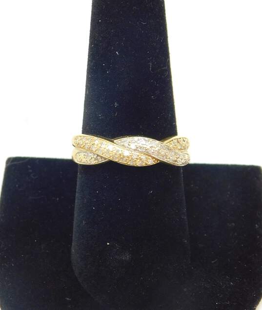 14KP Yellow Gold 0.30 CTTW Diamond Cluster Ring 1.9g image number 1