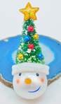 Delicate Artisan Enamel & Plastic Snowman & Christmas Tree Brooch image number 1