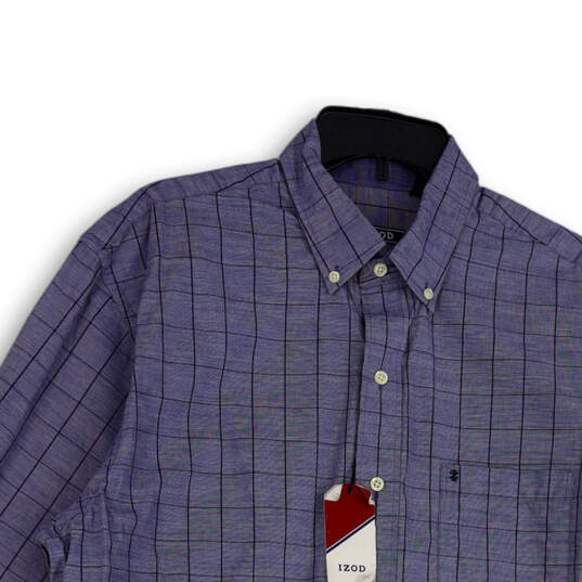 NWT Mens Blue Check Long Sleeve Collared Front Pocket Button-Up Shirt Sz L image number 3