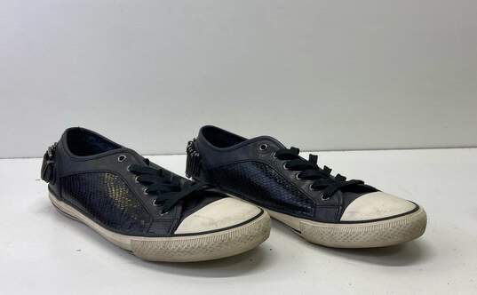 Aldo Leather Saftey Pin Detail Lace Up Sneakers Black 9 image number 3