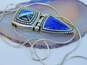 Carolyn Pollack 925 Lapis Onyx Malachite Mother Of Pearl Inlay Pendant Necklace 14.0g image number 5