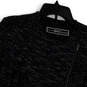 Womens Black Long Sleeve Pockets Asymmetrical Zip Tweed Jacket Size S image number 3