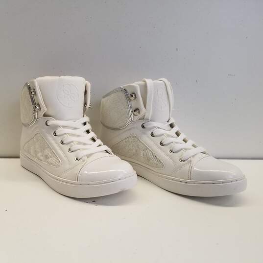 GUESS White Silver Glitter Hi Top Lace Up Sneakers Women's Size 8.5 M image number 3
