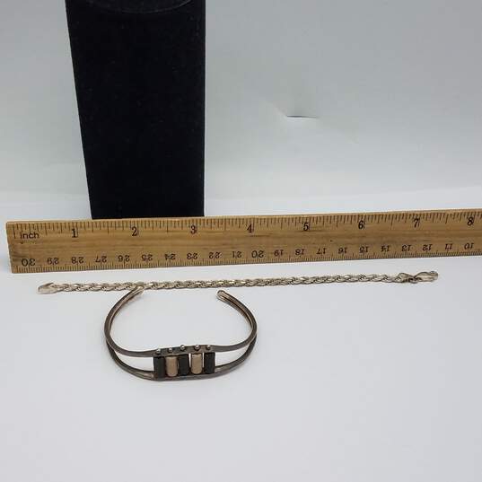 Sterling Stone Cylinder Cuff & Rope Chain 5" -7" Bracelet Bundle 2pcs 18.6g image number 7