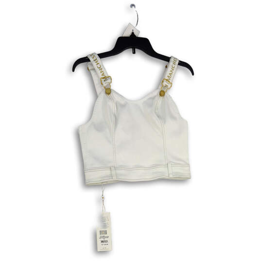 NWT Womens White Gold Sweetheart Neck Back Zip Cropped Tank Top Size Large image number 1