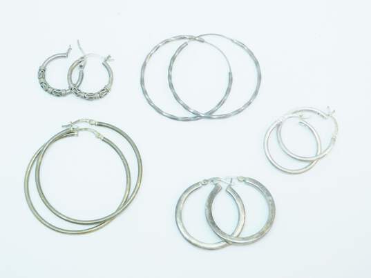 Artisan 925 Chunky Square Twisted & Smooth Tube & Bali Style Hoop Earrings Variety 18.7g image number 1