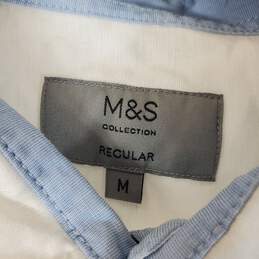 M & S Men White Flax Linen Button Up Sz M alternative image