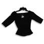 NWT Womens Black 3/4 Sleeve Surplice Neck Pullover Blouse Top Size XS image number 1