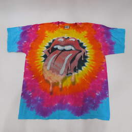 Vintage Tie Dye Rolling Stones Tongue Liquid Blue T-Shirt Mens Size Large