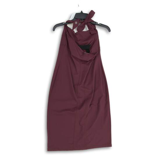 Athleta Womens Burgundy Sleeveless Halter Neck Pullover Mini Dress Size 8T image number 2