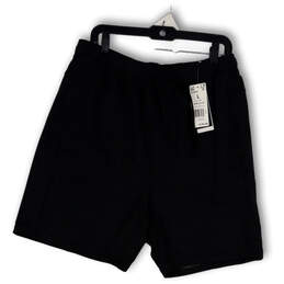 NWT Mens Black Elastic Waist Drawstring Slash Pocket Sweat Shorts Size L