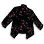 Womens Black Floral Long Sleeve Open Front Waterfall Blazer Size Small image number 2