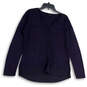 Womens Blue Knitted Long Sleeve Split Neck Pullover Sweater Size Large image number 1