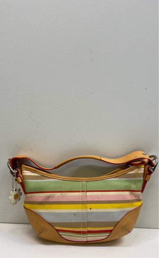 Coach Multi-Color Striped Small Hobo Purse Bag Tote image number 1