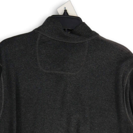 Mens Gray Heather Mock Neck 1/4 Zip Long Sleeve Activewear T-Shirt Size L image number 4