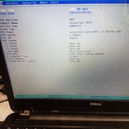 Dell Inspiron 3521 15.5 inch Intel i3-3217U CPU 6GB RAM NO HDD image number 8