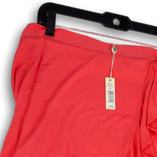 NWT Women Orange Flat Front Ruffle Tie Waist Short Wrap Skirt Size Large image number 4