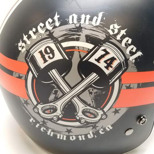 Street & Steel DOT Approved Half Helmet Small Black Orange Size S image number 3