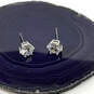 Designer Stella & Dot Silver-Tone Flower Rhinestones Fashion Stud Earrings image number 3