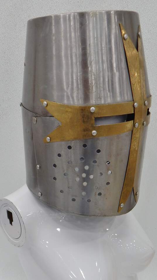 Medival Steel Replica Crusader Knights Armor Helmets & One Gaunlet Armor Glove image number 5