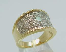 14K Yellow Gold 0.77 CTTW Round Diamond Pave Tapered Ring 10.1g