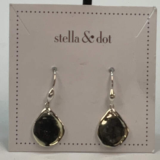 Designer Stella & Dot Silver-Tone Teardrop Fish Hook Drop Earrings image number 1