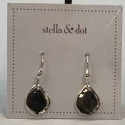 Designer Stella & Dot Silver-Tone Teardrop Fish Hook Drop Earrings