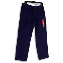 NWT Womens Blue Flat Front Straight Leg Pockets Dress Pants Size 34/30