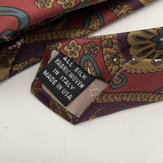 Mens Multicolor Silk Paisley Four-In-Hand Adjustable Designer Neck Tie image number 3