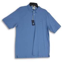 NWT Johnnie-O Mens Light Blue Short Sleeve Spread Collar Golf Polo Shirt Size L