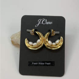 Designer J. Crew Gold-Tone Anya Nested Fresh Water Pearl Hoop Earrings alternative image