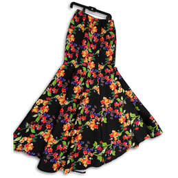 Womens Multicolor Floral Print Pleated Front Back Zip Long Maxi Skirt Sz 3 alternative image