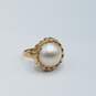 14k Gold 14mm FW Button Pearl Sz 6.25  Ring 6.3g image number 1
