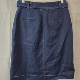 J. Crew Navy Blue Front Button Midi Skirt Women's 4 alternative image