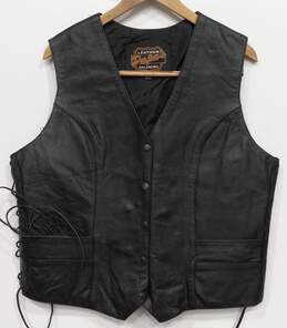 Men's 100% Leather Button Up Lace Biker Vest Size XXL