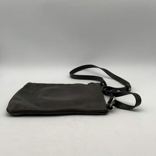 Coach Womens Gray Leather Inner Zipper Pocket Logo Charm Crossbody Bag image number 3