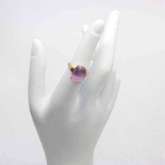 14K Yellow Gold Oval Amethyst Ring Size 5.5 - 4.0g image number 1