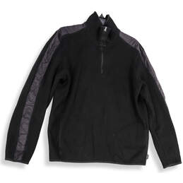 Mens Black Long Sleeve 1/4 Zip Mock Neck Pullover Sweatshirt Size Large