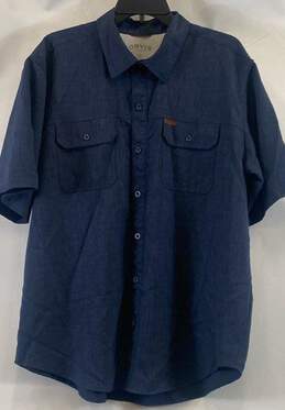 Orvis Men's Navy Short Sleeve Button Up- XL