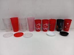 Bundle of 9 Assorted Reusable Starbuck Cups w/Lids alternative image