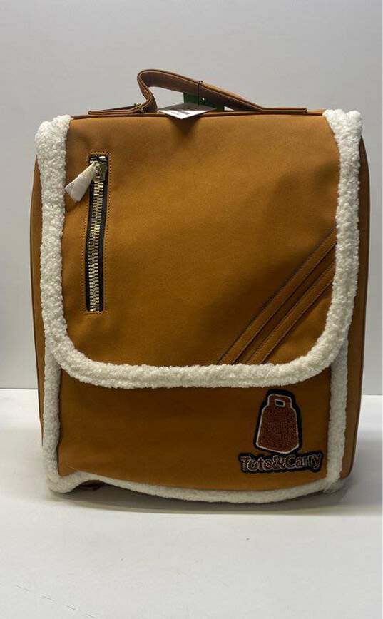 Tote&Carry Brown Faux Suede Backpack Bag image number 1