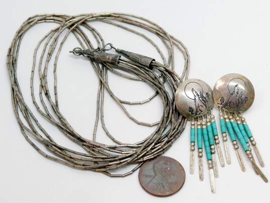 925 Southwestern Style Liquid Silver & Turquoise Jewelry image number 6
