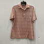 Mens Pink Striped Short Sleeve Collared Button Polo Shirt Size Medium image number 1