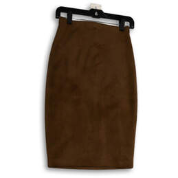 Womens Brown Flat Front Knee Length Straight And Pencil Skirt Size XXS alternative image