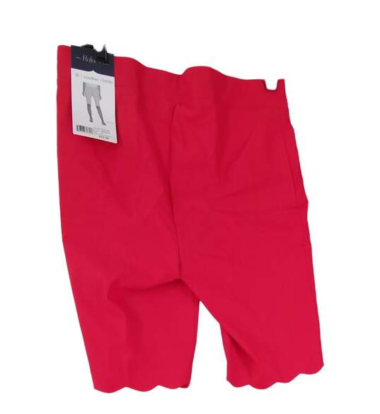 NWT Womens Red Elastic Waist Pockets Scalloped Hem Bermuda Shorts Size 12 image number 1