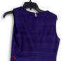 Womens Blue Round Neck Sleeveless Back Zip Knee Length Sheath Dress Size 6 image number 4