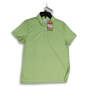 NWT Womens Green Polka Dot Short Sleeve Side Slit Polo Shirt Size L image number 1