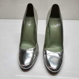 Womens' Prada Silver Leather Super Wedge Court Shoes Sz 39 AUTHENTICATED alternative image