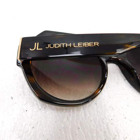 Judith Leiber 'Fushia' Lense Havana Brown Frame Oversized Sunglasses, Box & Dust Bag NWT with COA image number 9