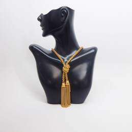VNTG Givenchy Designer Gold Tone Tassel Pendant Necklace 88.3g